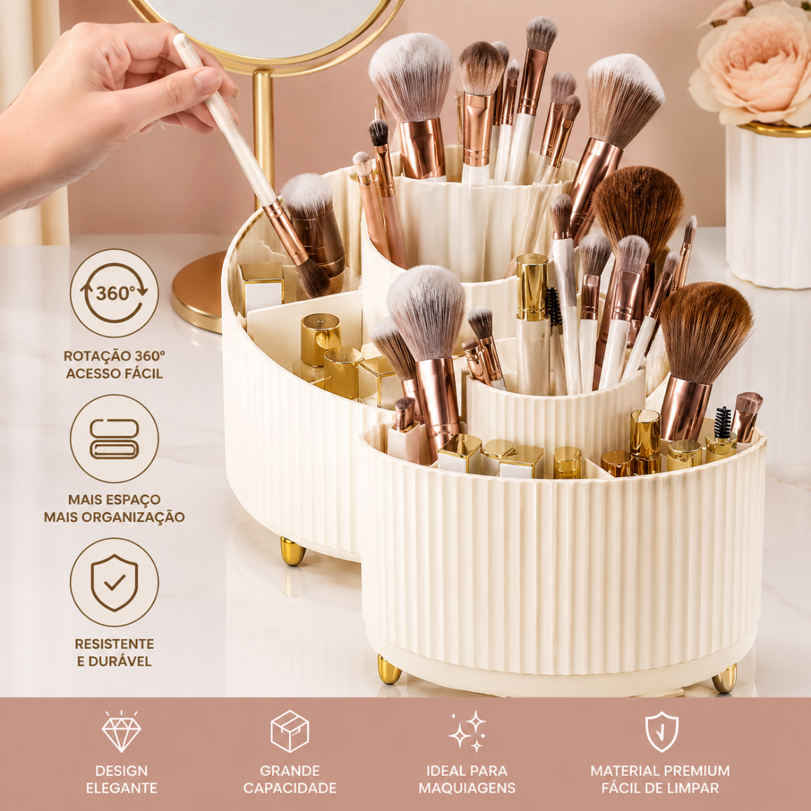 Organizador De Mesa Giratório Para Maquiagem Cosméticos